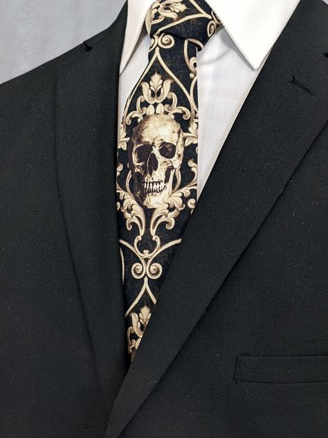 Skull Tie, Victorian Men, Dapper Mens Fashion, Waistcoat Men, Skull Wedding, Broken Arrow, Skull Pattern, Dream Wedding Ideas Dresses, Gothic Wedding