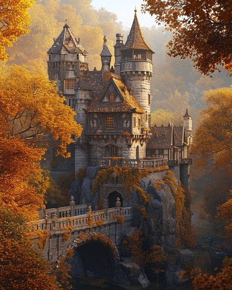 Castle Forest, Fantasy Scenery, Stuffed Pumpkin, Medieval Houses, Castle Art, Location Inspiration, Fantasy House, Fantasy City, Halloween Drawings