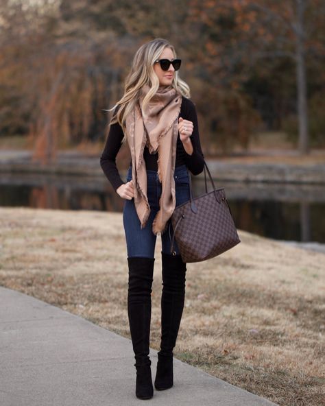 Louis Vuitton Shawl Outfit Lv Scarf, Shawl Outfit Winter, Louis Vuitton Scarf Outfit, Fall Outfit With Boots, Lv Scarf, Shawl Outfit, Louis Vuitton Scarf, Looks Pinterest, Elegant Outfit Classy