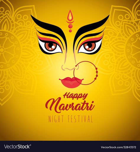 Navratri Poster, Navratri Celebration, Durga Face, Celebration Poster, Happy Navratri, Vector Illustration Design, Yellow Background, High Res, Png Images