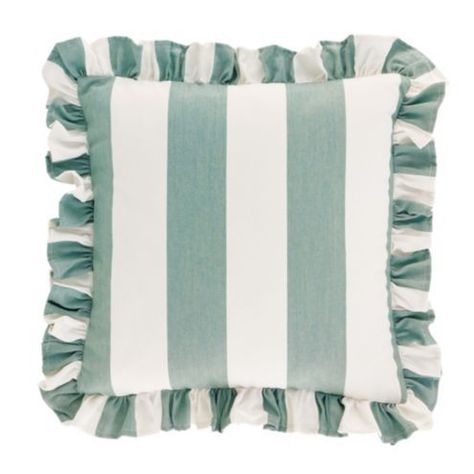 Sunbrella Outdoor Ruffle Pillow | Ballard Designs | Ballard Designs, Inc. Cornflower White, Poolside Seating, Closet Storage Systems, Outdoor Umbrella Stand, Holiday Furniture, Ruffle Pillow, Play Outside, Daybed With Storage, Patio Pillows