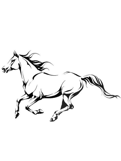 Horse Running Drawing, Grandpa Tattoo, Horse Outline, Horse Stencil, Character Outline, Cowboy Tattoos, Lion Head Tattoos, Horse Fabric, Horse Anatomy