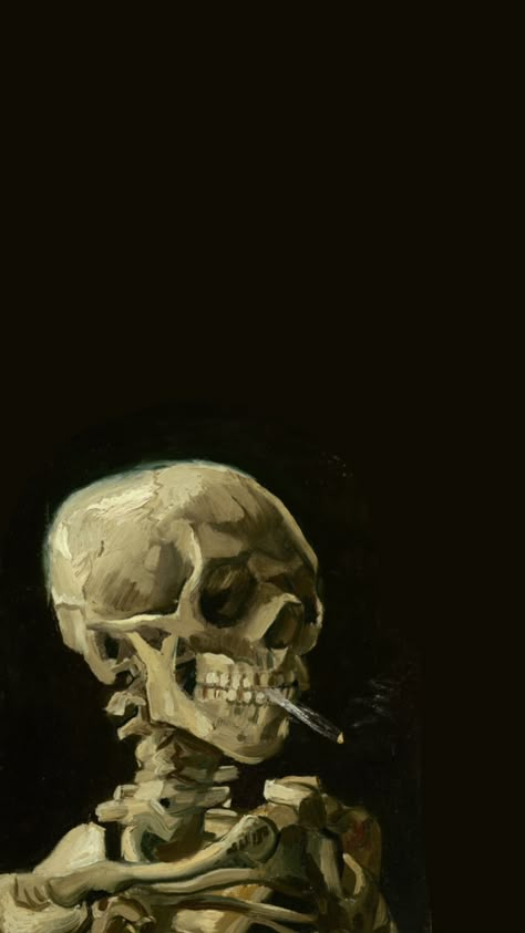 Academia Aesthetic Painting, Vincent Van Gogh Skull, Van Gogh Skull, Goth Dark Academia, Van Gogh Wallpaper, Dark Academia Aesthetic, Academia Aesthetic, Aesthetic Painting, Grunge Goth