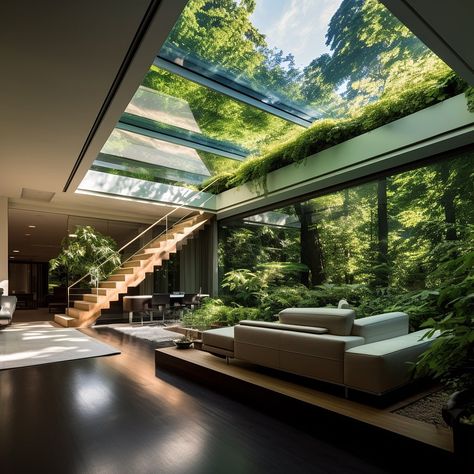 Transform your living space with our biophilic home skylight, seamlessly merging the beauty of nature with modern design. Enjoy an abundance of natural light that not only brightens your home but also connects you to the outdoors, creating a tranquil and rejuvenating atmosphere. The skylight’s thoughtfully crafted design enhances air circulation, promotes well-being, and brings the serenity of the sky into your everyday life. Conceptual AI Art Follow @ecosapiens for more! Home Skylight, Biophilic Home, Zen Interiors, The Beauty Of Nature, Dream House Interior, Air Circulation, The Outdoors, Well Being, Architecture House