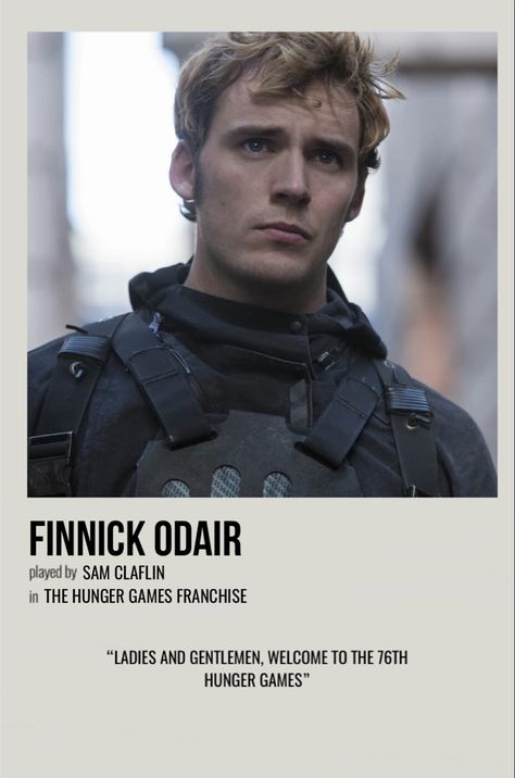 Hunger Games Poster, Hunger Games Finnick, Minimalist Polaroid Poster, Hunger Games Characters, The Hunger Games Mockingjay, Mocking Jay, Hunger Games Movies, Posters Minimalist, Character Poster