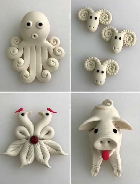 Dough Art Ideas, Clay Figures Easy Step By Step, Dough Figures, Play Dough Crafts, Dough Art, Dough Crafts, Dough Ideas, Sensory Art, Polymer Clay Flower Jewelry