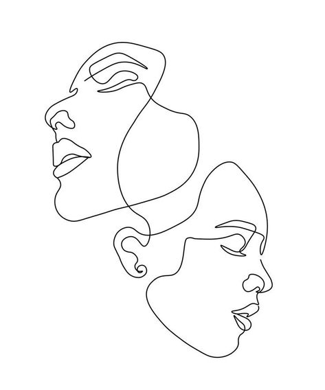 Picasso Prints, Embroidered Canvas Art, Face Line Drawing, Female Face Drawing, Matching Sister Tattoos, Linear Art, Line Art Vector, One Line Art, Face Lines