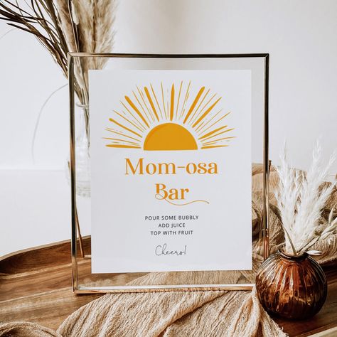 $11.25 | Boho sun momosa bar baby shower poster #babyshowergames #babyshower #boho #momosabar #bubblybar #sun #herecomestheson #drinks #minimalist #modern Here Comes The Son, Mom-osa Bar, Mommy Belly, Late Night Diapers, Baby Posters, Boho Sun, Baby Shower Table, Favors Sign, Drink Signs