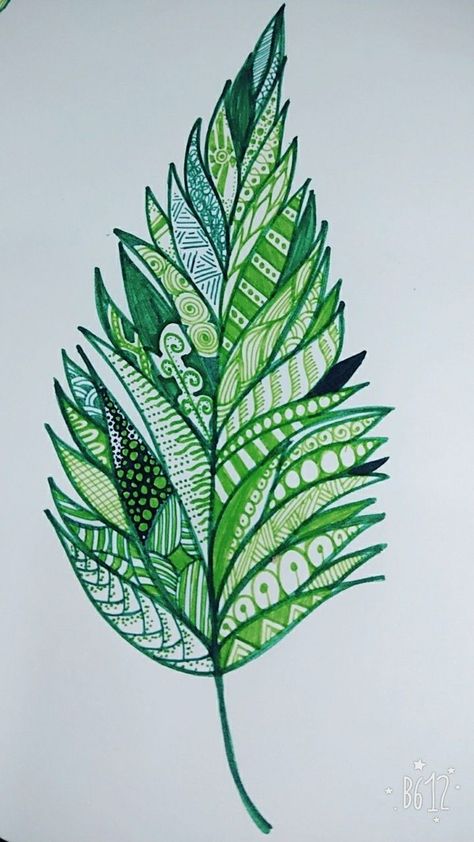 Pen Art Doodle, Leaf Doodle, Gel Pen Art, Leaves Doodle, Doodle Art Drawing, Zentangle Drawings, Arte Sketchbook, Mandala Design Art, Doodle Art Designs