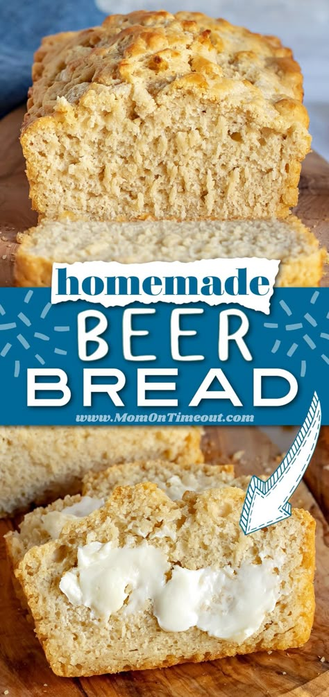 Homemade Beer Bread, Pizza Recipies, Beer Cheese Bread, Oven Baked Bread, Cheesy Bread Recipe, Beer Bread Easy, Beer Bread Recipe, Homemade Beer, Baking Breads