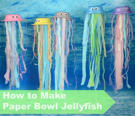 Paper Bowl Jellyfish, Under The Sea Crafts, Under The Sea Decorations, Ocean Theme Classroom, Paper Bowl, Nursery Activities, Ocean Activities, Sea Crafts, Sea Decor