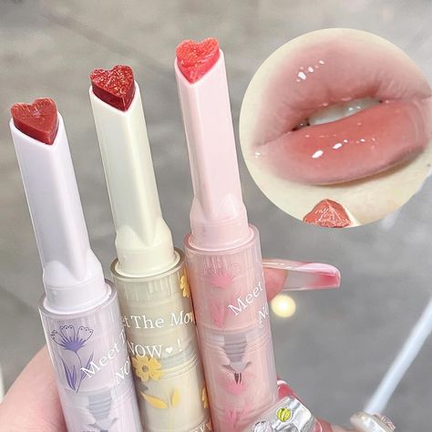 Heart Shaped Lips, Light Lip Gloss, Korean Lip Tint, Korean Lips, Moist Lips, Jelly Lipstick, Glossier Lipstick, Crystal Lips, Wholesale Makeup