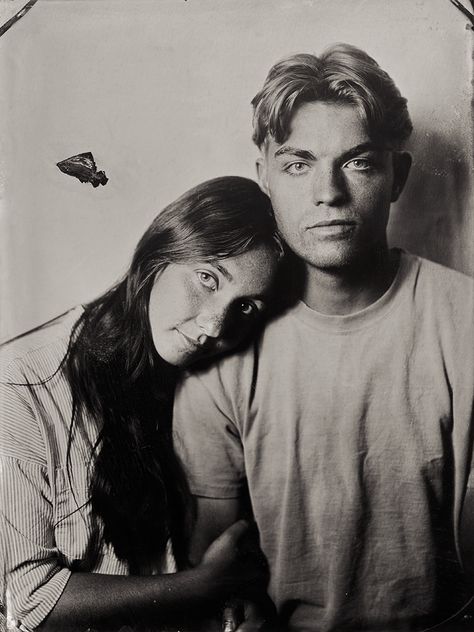 Tin type photo Tin Type Photos, Tintype Engagement Photos, Tin Type Photography Couples, Tintype Photos Couple, Tintype Wedding Photos, Tin Type Photography, Tintype Photography, Tintype Portrait, Western Gothic