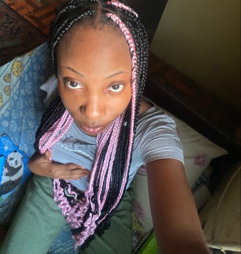 Light Pink And Black Braids, Dream Hairstyles, Braids Inspiration, Skin Piercing, Cute Box Braids, Protective Hair, Braid Inspiration, Cute Braided Hairstyles, Cute Box Braids Hairstyles