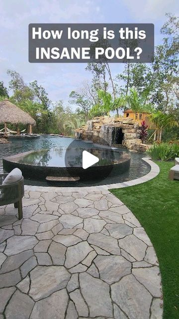 Lucas Lagoons on Instagram: "How long is this INSANE POOL? This backyard features a giant walk-through grotto, koi pond, waterfalls, outdoor kitchen, tiki hut, raised spa, a sun shelf, swim-up bar, and a tree house! Visit lucaslagoons.com to see more of this project.

#insanepools #lucaslagoons #pool #poolbuilders #backyard #luxurylife #tikihut" Pools With Lazy River Backyards, Lagoon Pool Backyard, Grotto Pool Caves, Pool With Grotto, Pool With Grotto And Slide, Swimming Pool Bar, Pond Waterfalls, Pool With Rock Slide And Waterfall, Backyard Pool Grotto Rock Waterfall