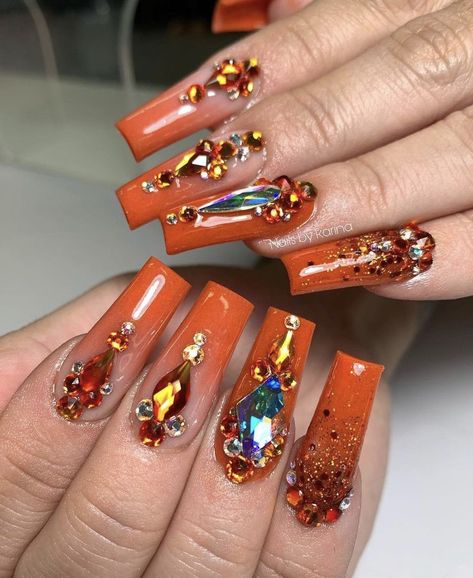 Orange Quince, Orange Quinceanera, Sweet 15 Ideas, Quince Nails, Kylie Nails, Mexican Quinceanera, Mexican Quinceanera Dresses, Quinceañera Ideas, Nails Orange