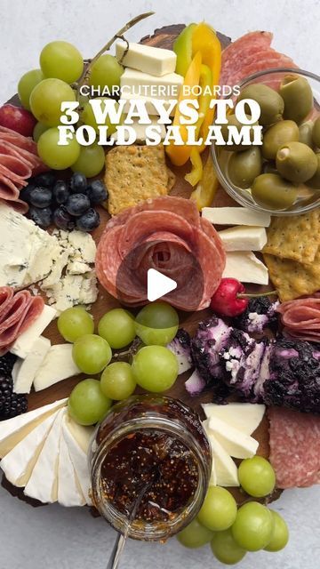 Home Made Charcuterie Board, Charcuterie Board How To Fold Salami, How To Arrange Salami On Charcuterie, Meat On Charcuterie Board, Meat River Charcuterie, Charcuterie Boards Ideas How To Build, Keeping Charcuterie Board Cold, Charcuterie Salami Ideas, Charcuterie Meats Folding