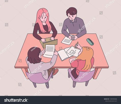 People sitting around the table and doing team work. hand drawn style vector design illustrations. #Ad , #Aff, #team#work#table#People Teamwork Aesthetic Illustration, Team Work Aesthetic, People Sitting Around A Table, Drawing Of People, Feminism Poster, Sketchbook Prompts, Work Cartoons, Table Drawing, Business Vector Illustration