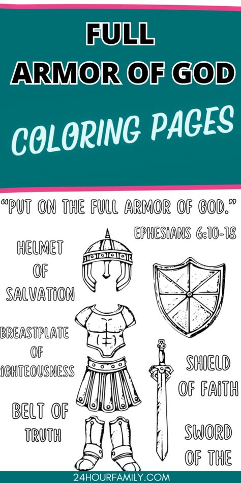 FULL ARMOR OF GOD COLORING PAGES FOR KIDS AND ADULTS God Coloring Pages, Armor Of God Lesson, Free Bible Coloring Pages, Helmet Of Salvation, The Full Armor Of God, Sunday School Coloring Pages, Sports Coloring Pages, Belt Of Truth, Full Armor Of God