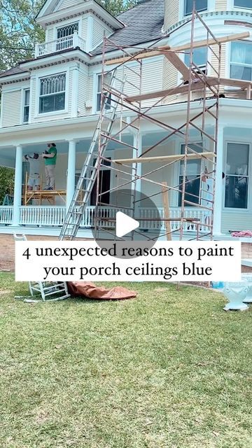 Charleston Blue Porch Ceiling, Porch Ceiling Blue, Blue Porch Ceiling, Blue Porch, Haint Blue, Porch Ceiling, Blue Ceilings, Fav Place, Fantasy Homes