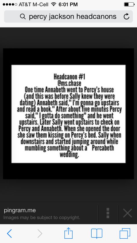 Yay!!! Percabeth!!! Percy Jackson Head Canon Percabeth, Percabeth Kiss, Hoo Headcanons, Percabeth Headcanon, Sally Jackson, Percy Jackson Annabeth Chase, Head Cannons, Percy Jackson Ships, Percy Jackson Head Canon