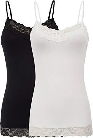 building a #minimalist #wardrobe, adding to my list of #basics #camisole #layer #lace #feminine #spaghettistrap #tanktop #somethingyouwear #gift #christmas #tunic #black #white, this is an affiliatelink Lace Tank Tops Outfit, Low Cut Blouses, Low Cut Dresses, Long Tank Tops, Lace Trim Cami, Tank Top Outfits, Lace Cami Top, Spaghetti Strap Top, Tunic Tank Tops