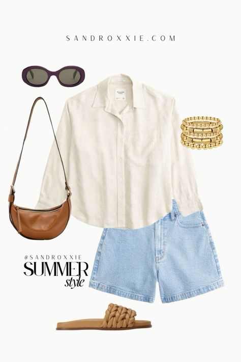 CASUAL OUTFIT #7 — sandroxxie Effortless Minimalist Style, Nancy Meyers Outfits, Post Baby Outfit, Denim Shorts Outfit Summer, Women Beach Outfits, Looks For Summer, Portugal Trip, Styled Outfits, Denim Shorts Outfit