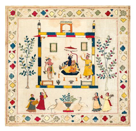 Chamba Rumal Embroidery Motifs Traditional, Chamba Rumal Embroidery Motifs Sketch, Chamba Embroidery, Chamba Rumal Embroidery Motifs, Chamba Rumal Embroidery, Chamba Rumal, Watercolor Indian, Nepal Art, Bird Coloring