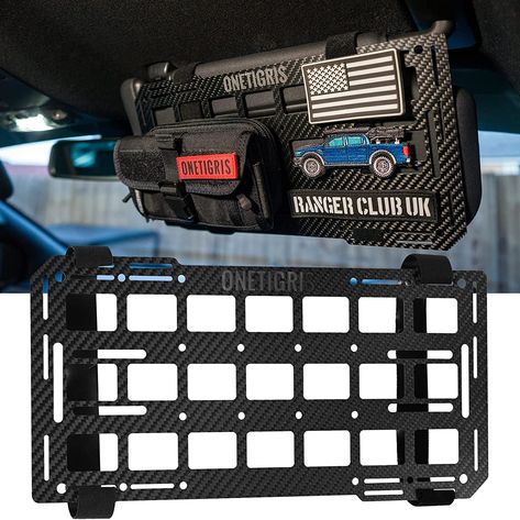 OneTigris Car Visor Organizer - Tactical Sun Visor Organizer, Auto Interior Accessories for Vehicle, SUV, Truck, Jeep, Multifunctional Rigid MOLLE Panel Tactical Accessories Holder, Carbon Fiber Tactical Accessories For Trucks, Tactical Car Accessories, Tactical Truck Ideas, Car Visor Organizer, Suv Trunk Organization, Tactical Gear Storage, Visor Organizer, Edc Pouch, Molle Panel