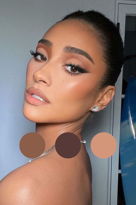 Rust Color Makeup, Smoked Out Brown Liner, Make Cute Crease, Family Photo Makeup Ideas, Brown Almond Eye Makeup, Natural Makeup Tan Skin, Clubbing Makeup Looks, Cut Crease Bridal Makeup, Nude Cut Crease Makeup