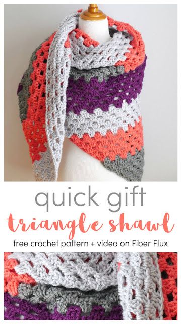 Triangle Scarf Crochet Pattern, Crochet Triangle Shawl Pattern, Crochet Beginner, Crochet Triangle Scarf, Crochet Scarfs, Beginner Knitting, Idle Hands, Amazing Crochet, Triangle Shawl