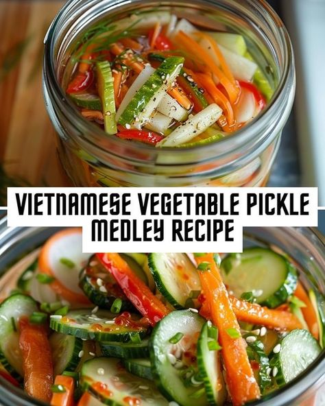 Vietnamese Pickled Vegetables, Marinated Veggies, Vegetable Pickle, Asian Vegetables, Tandoori Masala, Fermentation Recipes, Vegetable Medley, Soda Recipe, Pickled Veggies