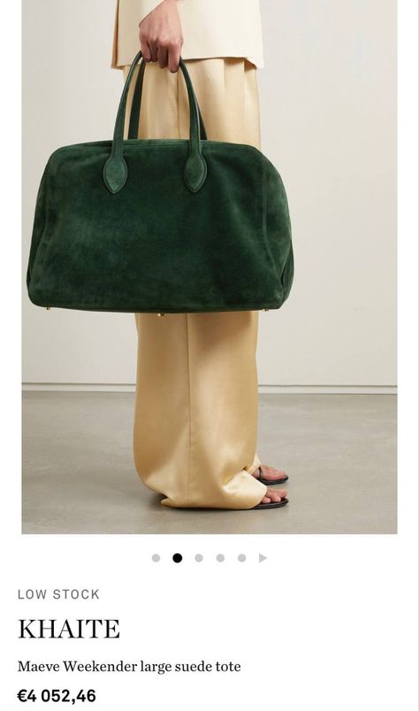 Khaite Bag, Suede Tote Bag, Suede Bag, Flat Dress Shoes, Suede Tote, Bag Green, Ballet Pumps, Green Suede, Boot Pumps