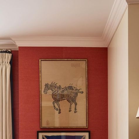 Stella Weatherall on Instagram: "Another view of my spare bedroom. Pomegranate grass cloth of dreams on the walls 🌶️🌶️🌶️

📸 @boz_gagovski 

#interiordesign #interiors #houseandgardenuk #spareroom #bedroomdesign #grasscloth #wallcovering #interiordecor #interiorinspiration #bedroomdecor #eastmeetswest" Stella Weatherall, Lucy Williams Home, Swedish Summer House, English Country Home, Swedish Summer, Barn Renovation, Dream Painting, Painted Floor, East Meets West