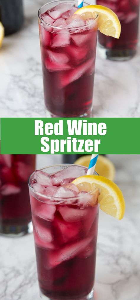 Red Wine Spritzer, Wine Spritzer Recipe, Wine Recipes Drink, Red Wine Drinks, Wine Slush, White Wine Spritzer, Spritzer Recipes, Italian Drinks, Wine Spritzer