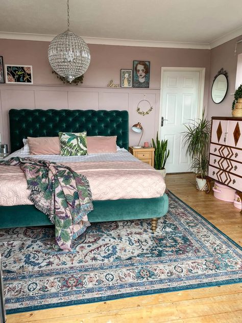 10 Tips for Eclectic Interior Design: Creating a Wonderful Bohemian Vibe - Melanie Jade Design Green And Pink Bedroom, Pink Green Bedrooms, Ikea Malm Nightstand, Green Headboard, Next Bedroom, Jade Design, Pink Bedroom Decor, Eclectic Interior Design, Pink Bedrooms