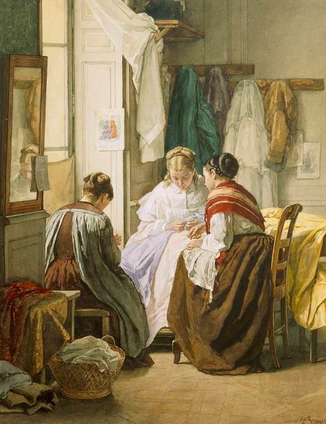 Medieval Sewing, Classic Paintings, Fantasy Costumes, Sewing Art, Simple Life, Posters Prints, Sewing Room, Paintings For Sale, Classic Art