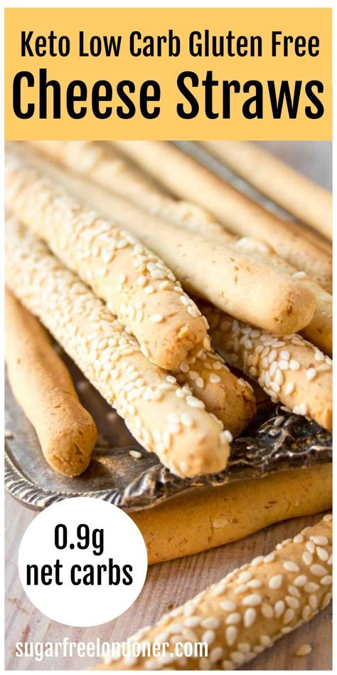 Tasty breadstick alert! These low carb cheese straws are perfect for nibbling and dipping. An easy easy grain free snack recipe with only 5 ingredients. #keto #lowcarb #breadsticks #glutenfree