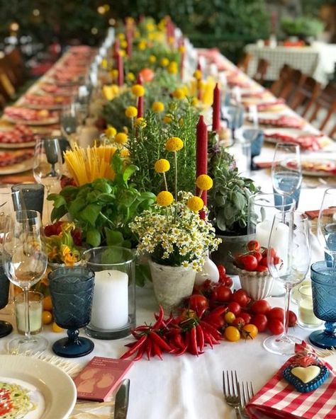 Italian Luncheon Decorations, Italian Themed Floral Arrangements, Italian Inspired Floral Arrangements, Italian Decor Wedding, Italian Anniversary Party Ideas, Italy Tablescape, Italian Table Scape, Italian Floral Arrangements, Italian Party Ideas