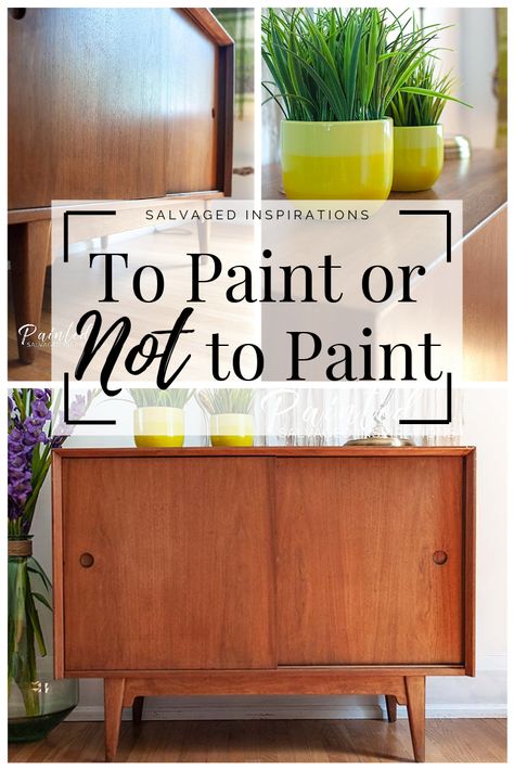 To Paint or Not To Paint| Beautiful MCM Cabinet Abandoned | Salvaged Inspirations    #MCM #mcmcabinet #nopaintneeded #curbsidecabinet Paint Teak Furniture, Painted Teak Furniture, Painting Mcm Furniture, Mcm Cabinet Makeover, Painting Mid Century Furniture, Painting Mid Century Modern Furniture, Refinishing Mid Century Furniture, Mid Century Cabinet Makeover, Mid Century Modern Painted Furniture