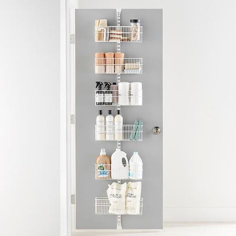 Elfa Utility Large Mesh Over the Door Rack | The Container Store Storing Cleaning Supplies, Door Rack, Tiny Apartments, Large Storage Baskets, Door Organizer, Wall Rack, The Container Store, Drawer Dividers, Custom Closets