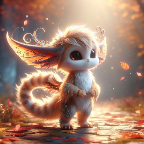 Fairy Pets Fantasy Art, Rare Mythical Creatures, Small Mythical Creatures, Hybrid Animals Fantasy Creatures, Fantasy Pets Mythical Creatures, Cute Fantasy Creatures Art, Fantasy Animals Magical Creatures, Cute Fantasy Animals, Cute Mythical Creatures