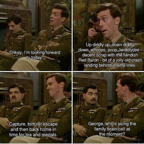 Blackadder Blackadder Memes, Blackadder Quotes, Black Adder, English Humor, British Humour, Rowan Atkinson, Atheist Humor, Only Fools And Horses, Time For Tea