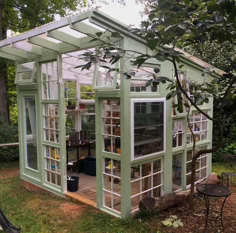 Window Greenhouse Diy How To Build, Diy Greenhouse Design, Shed Converted To Greenhouse, Self Build Greenhouse, Greenhouse She Shed Ideas, Garden Greenhouse Diy, Add On Greenhouse Diy, Build Your Own Greenhouse Diy, How To Make A Greenhouse Cheap Easy Diy