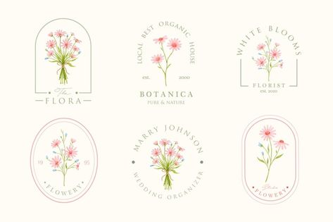 Premium Vector | Purple aster flower feminine logo design set Purple Aster Flower, Daisy Flower Arrangements, Purple Aster, Daisy Background, Feminine Logo Design, Gerbera Flower, Aster Flower, Logo Design Set, Flower Logo Design