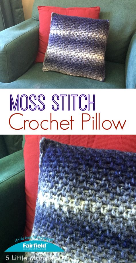 5 Little Monsters: Moss Stitch Crochet Pillow Pillow Cover Crochet Pattern, Diy Cushion Covers, Crochet Pillow Patterns Free, Beau Crochet, Pillow Covers Pattern, Crochet Pillow Cover, Crochet Cushion Cover, Crochet Pillow Pattern, Crochet Simple