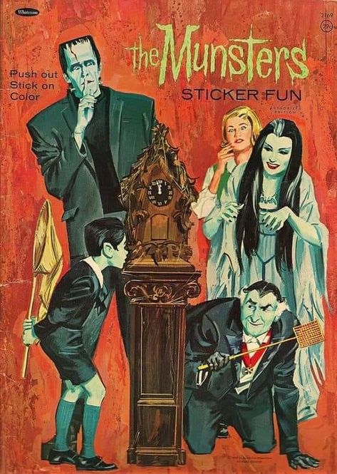 Rankin/Bass-historian: Munsters Sticker fun The Munsters Poster, The Munsters Wallpaper, Retro Horror Movie Aesthetic, Vintage Halloween Movies, Vintage Horror Poster, Munster Family, 1313 Mockingbird Lane, Munsters Tv Show, The Munster