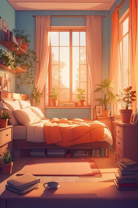 Minimal Drawing Room Interior, Cozy Anime Bedroom Drawing, Cozy Bedroom Drawing, Bedroom Illustration Aesthetic, Bedroom Background Drawing, Animation Bedroom, Nana Background, Cozy Room Drawing, Cozy Bedroom Wallpaper