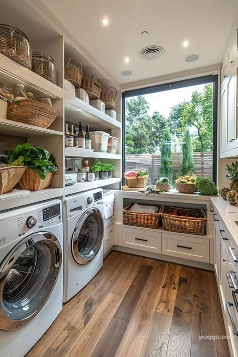 Walk In Laundry Pantry, Laundry Room Features, Panty Laundry Room Combo, Laundry Closet In Kitchen, Butler Pantry Laundry Room Combo, Laundry Room/pantry, Pantry/laundry Room, Laundry And Storage Room Ideas, Dream Laundry Room Luxury