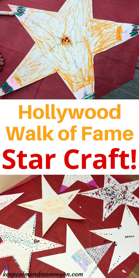 Hollywood Walk of Fame Star Craft - Crafts For Kids - Hollywood Craft Ideas - Summer Camp Crafts Rockstar Crafts For Preschool, Movie Theme For Preschool, Hollywood Walk Of Fame Craft, Hollywood Stem Activities, Movie Theater Preschool Theme, Theater Activities For Preschoolers, Hollywood Activities For Preschool, Movie Crafts Preschool, Hollywood Crafts For Kids Activities